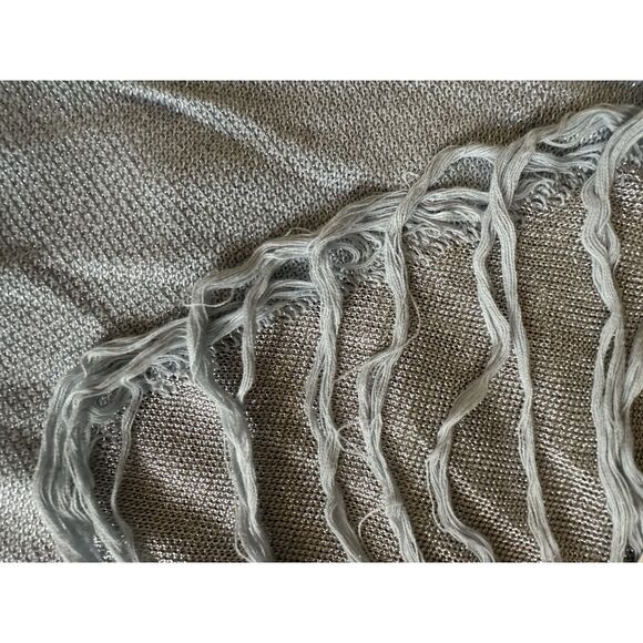 NWT Zara M Distressed Metallic Accent Fringe Pullover Sweater Cotton Blend - Picture 3 of 8